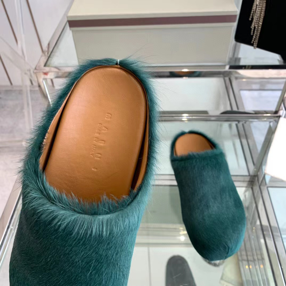 MARNI Fussbett Sabot Calf-Hair Backless Loafers