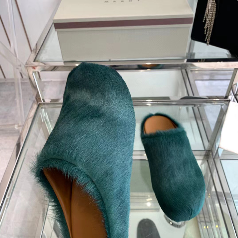 MARNI Fussbett Sabot Calf-Hair Backless Loafers