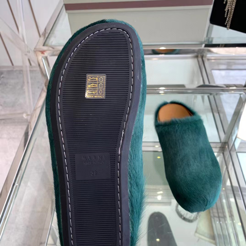 MARNI Fussbett Sabot Calf-Hair Backless Loafers