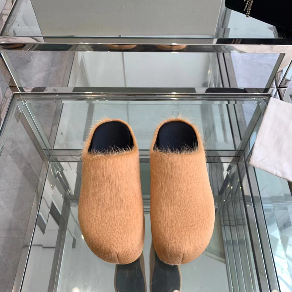 MARNI Fussbett Sabot Calf-Hair Backless Loafers