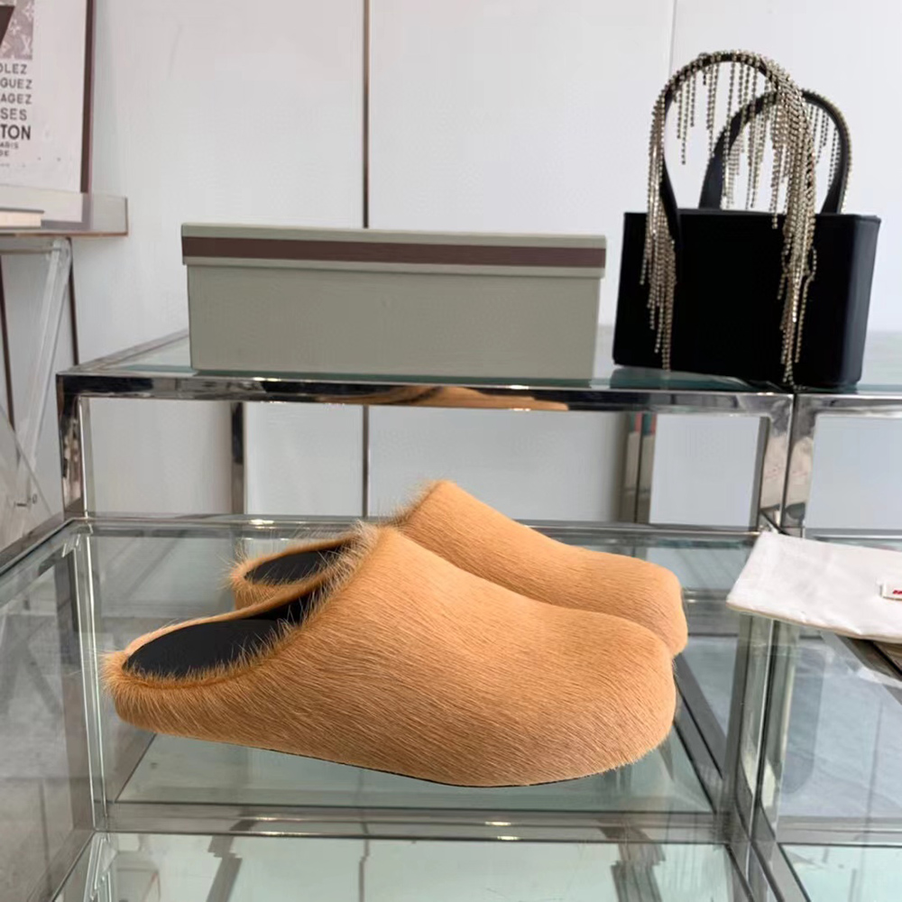 MARNI Fussbett Sabot Calf-Hair Backless Loafers