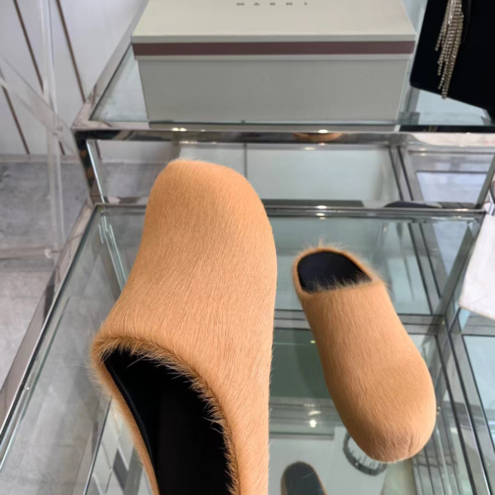 MARNI Fussbett Sabot Calf-Hair Backless Loafers