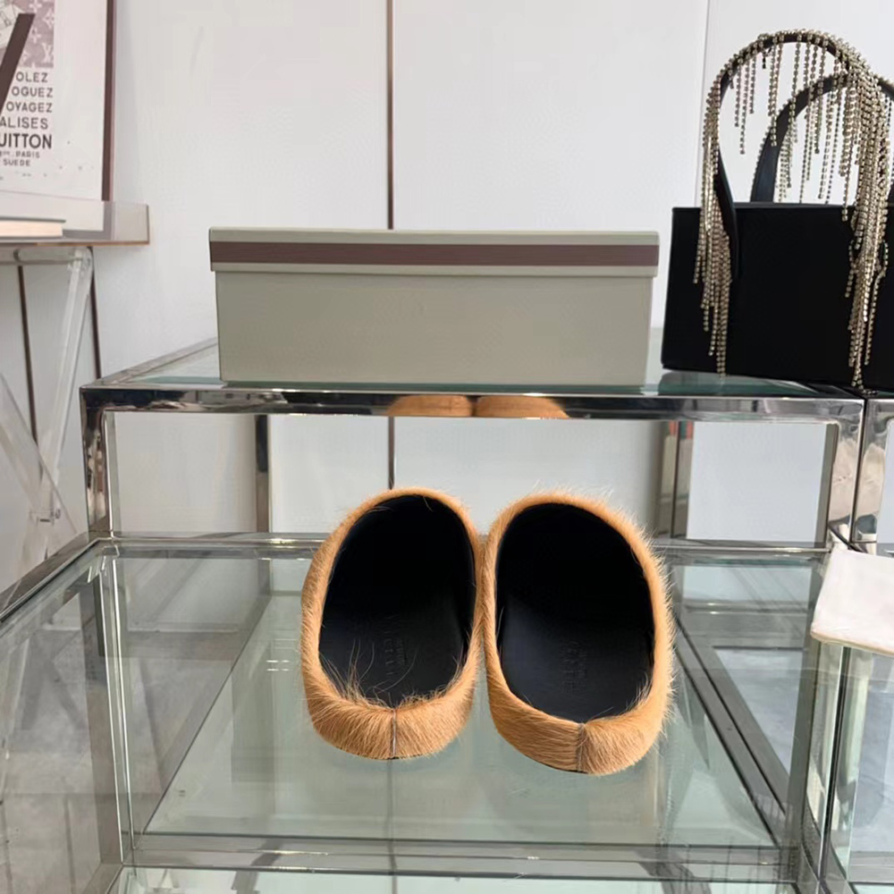 MARNI Fussbett Sabot Calf-Hair Backless Loafers