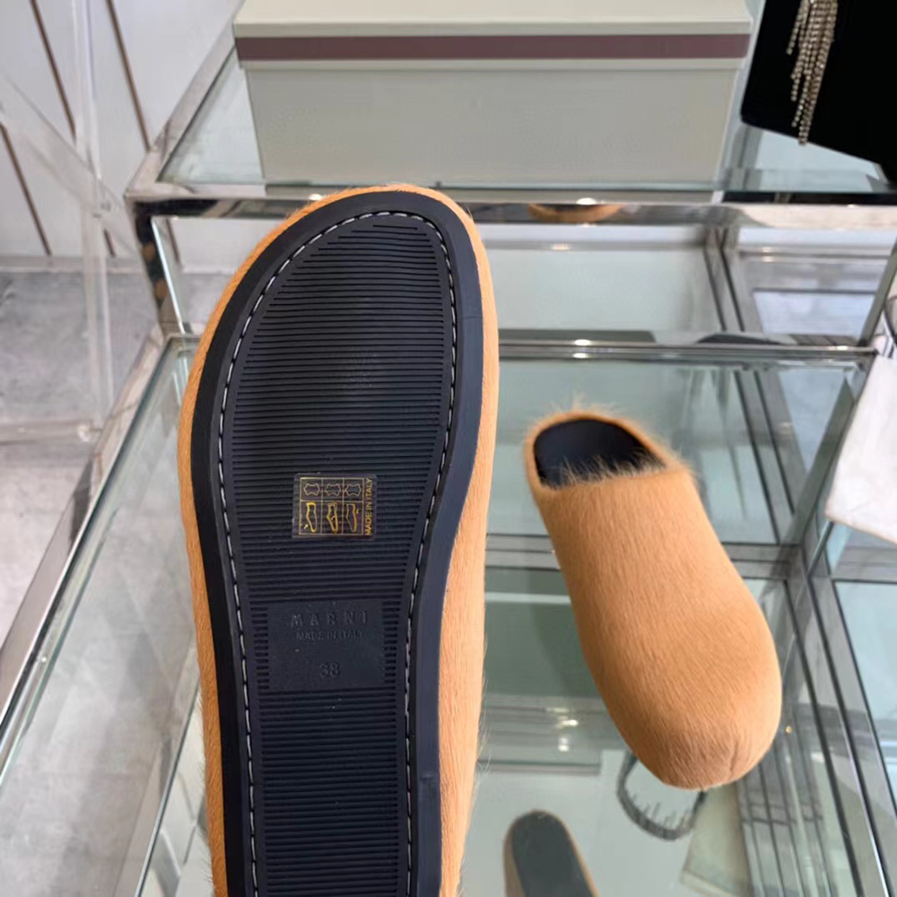 MARNI Fussbett Sabot Calf-Hair Backless Loafers