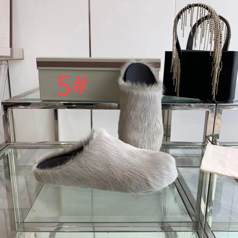 MARNI Fussbett Sabot Calf-Hair Backless Loafers