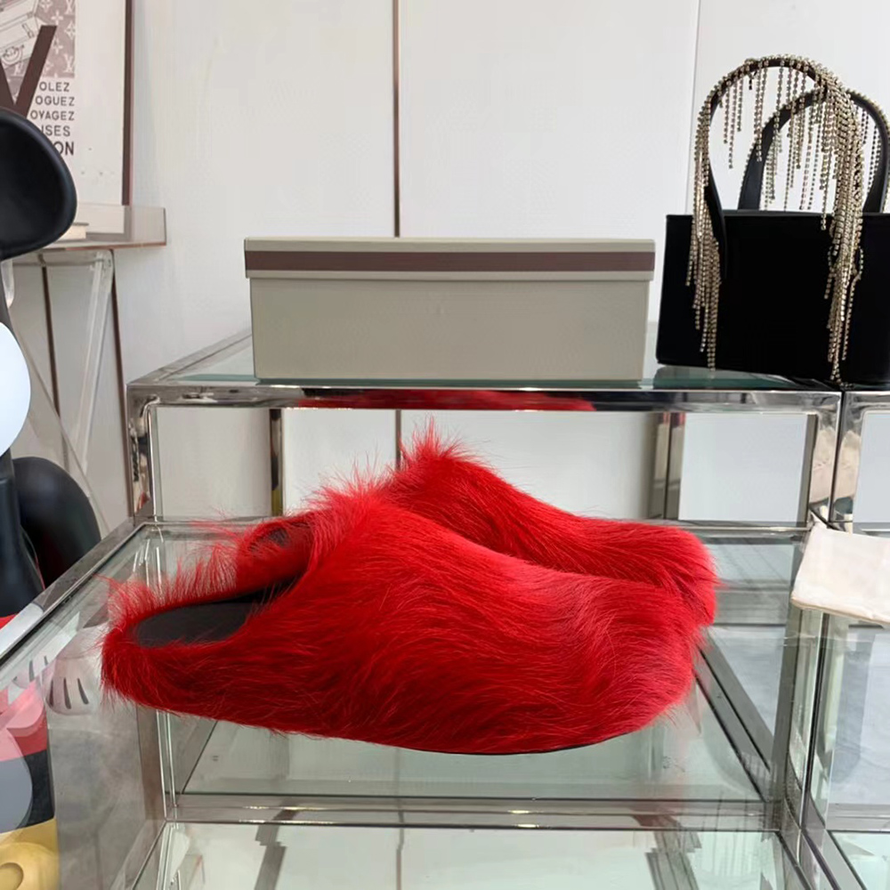 MARNI Fussbett Sabot Calf-Hair Backless Loafers