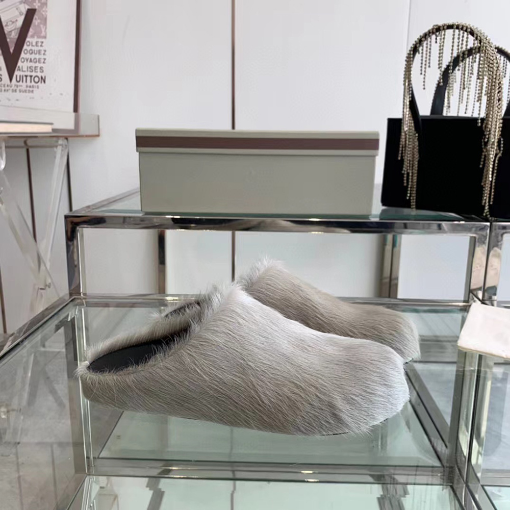 MARNI Fussbett Sabot Calf-Hair Backless Loafers