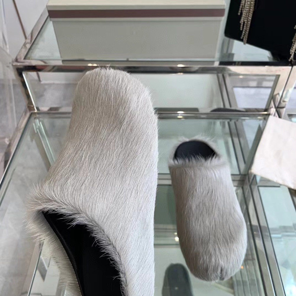 MARNI Fussbett Sabot Calf-Hair Backless Loafers