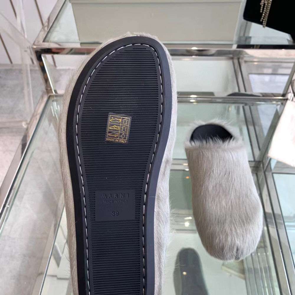 MARNI Fussbett Sabot Calf-Hair Backless Loafers