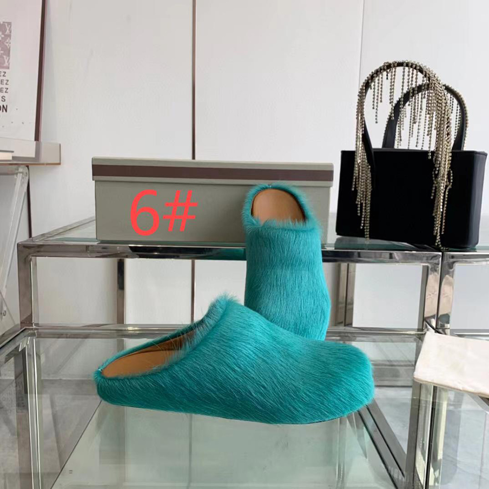 MARNI Fussbett Sabot Calf-Hair Backless Loafers