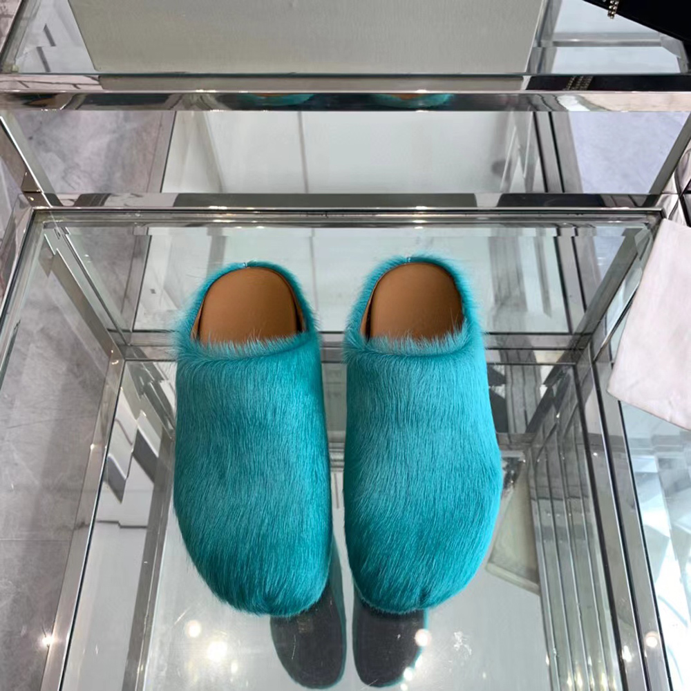 MARNI Fussbett Sabot Calf-Hair Backless Loafers