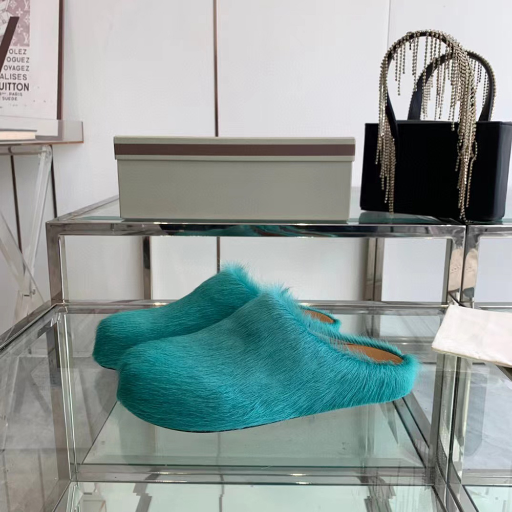 MARNI Fussbett Sabot Calf-Hair Backless Loafers