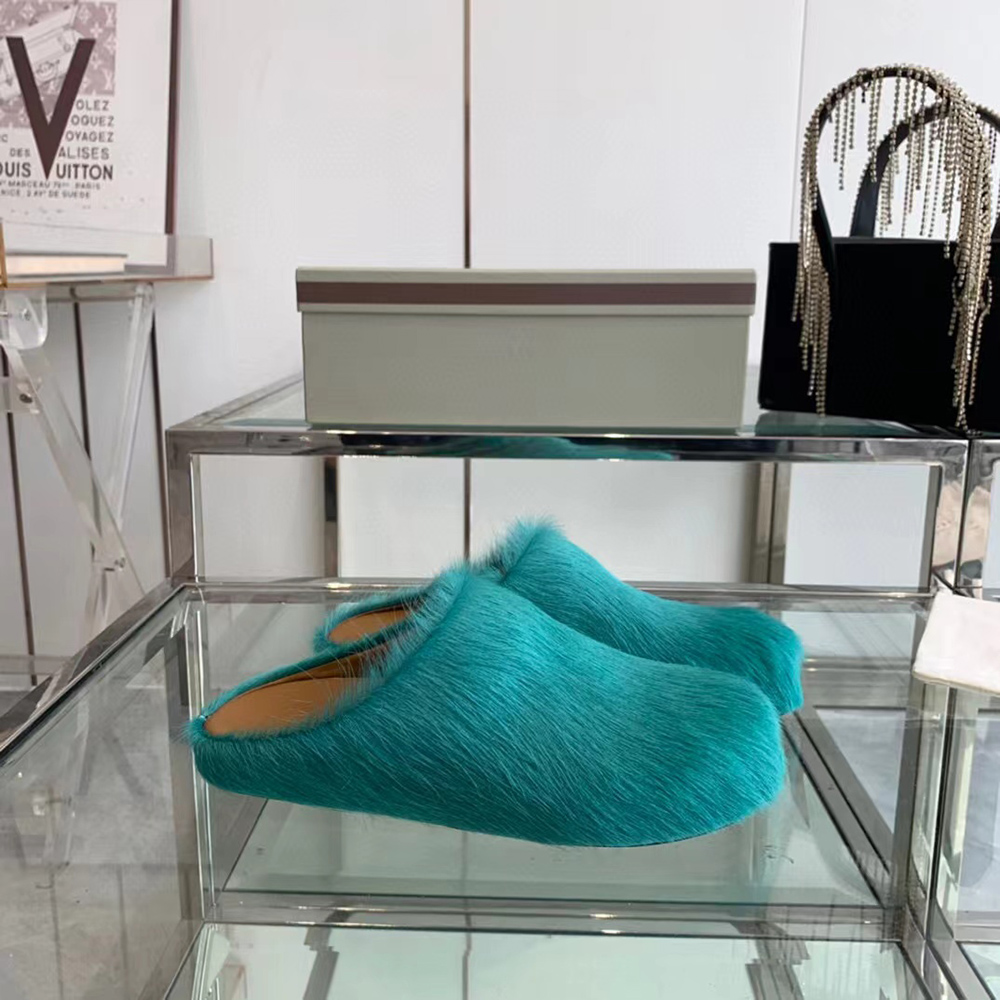 MARNI Fussbett Sabot Calf-Hair Backless Loafers