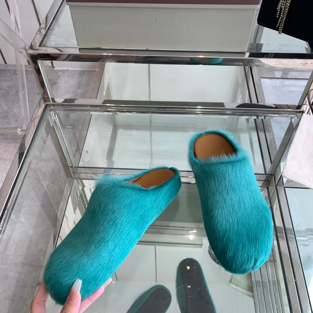 MARNI Fussbett Sabot Calf-Hair Backless Loafers