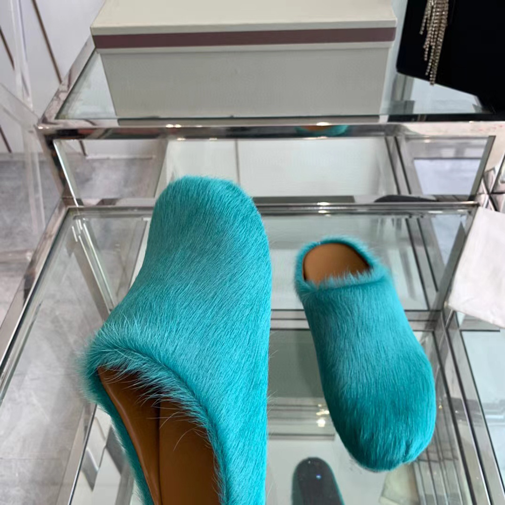 MARNI Fussbett Sabot Calf-Hair Backless Loafers