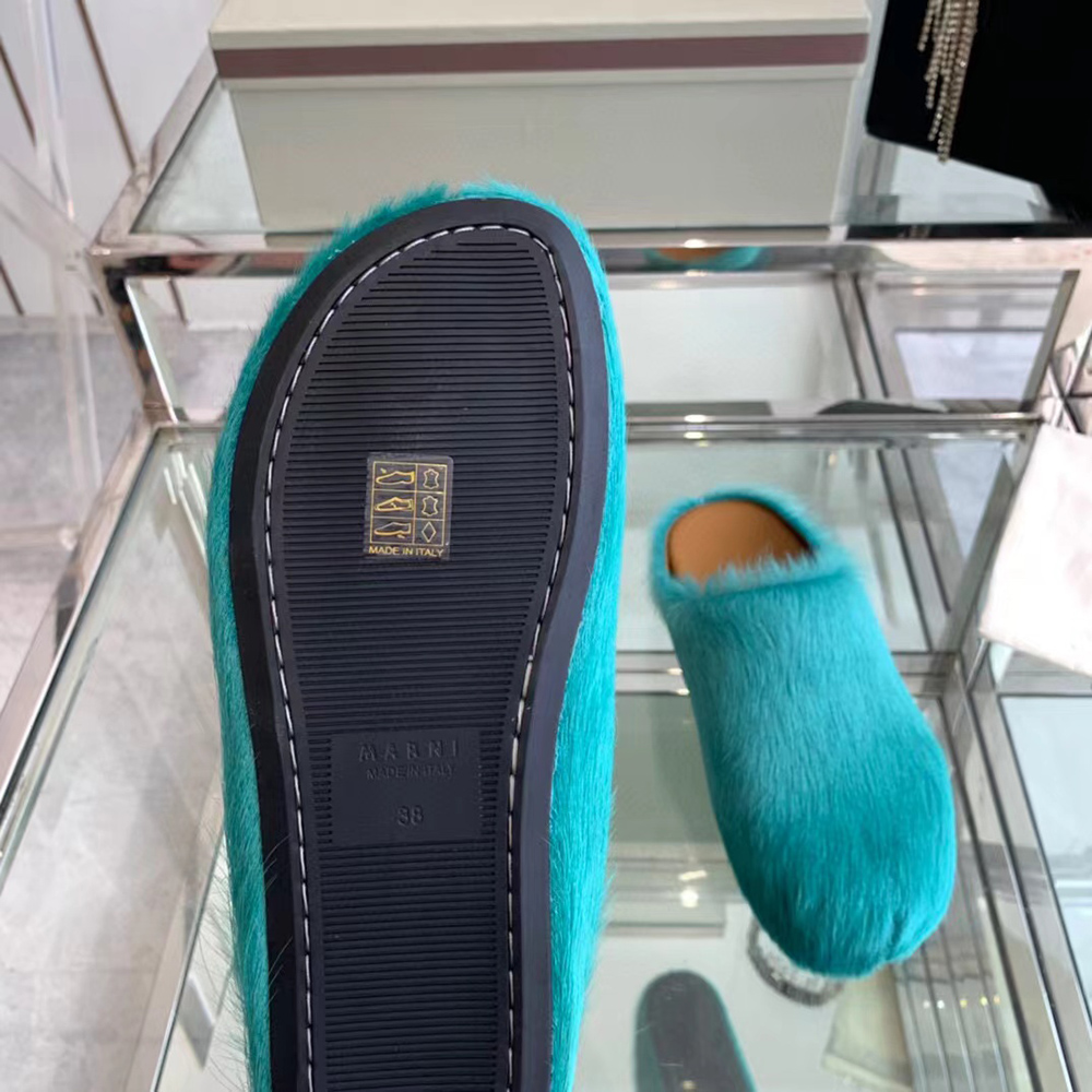 MARNI Fussbett Sabot Calf-Hair Backless Loafers