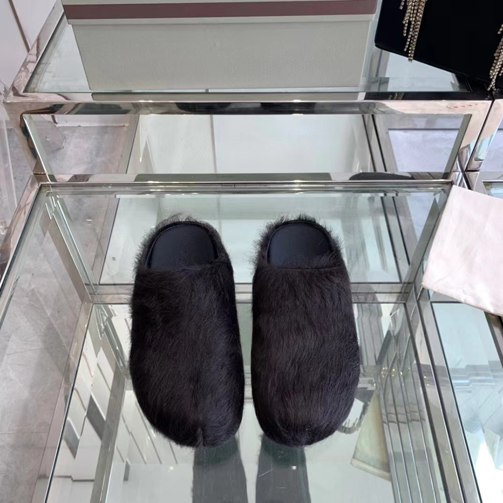 MARNI Fussbett Sabot Calf-Hair Backless Loafers