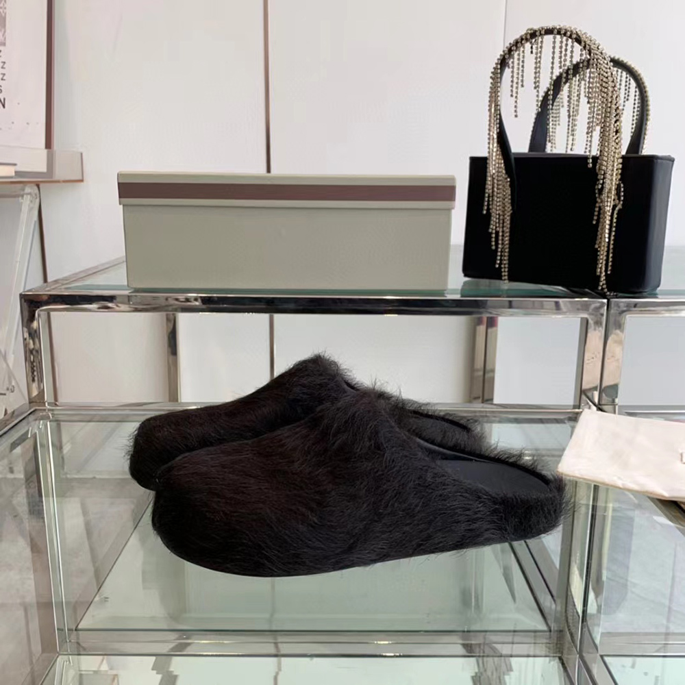 MARNI Fussbett Sabot Calf-Hair Backless Loafers