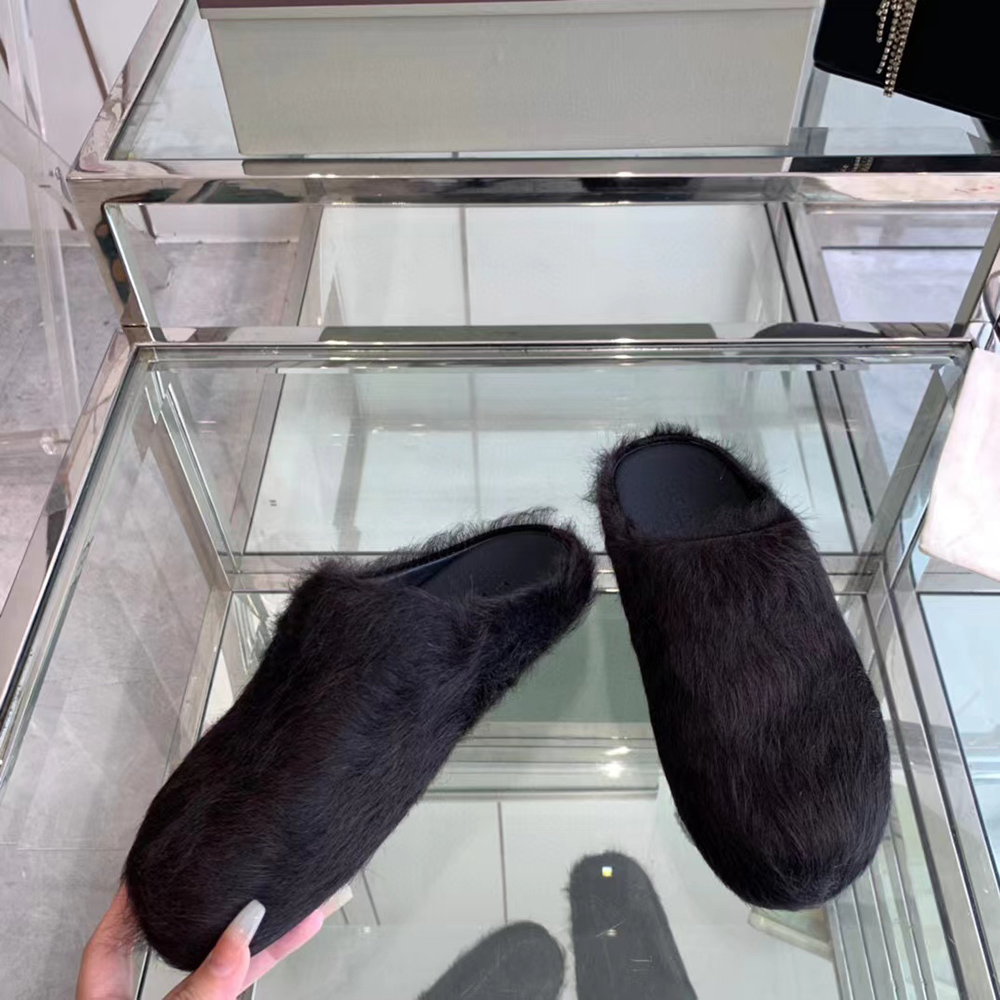 MARNI Fussbett Sabot Calf-Hair Backless Loafers