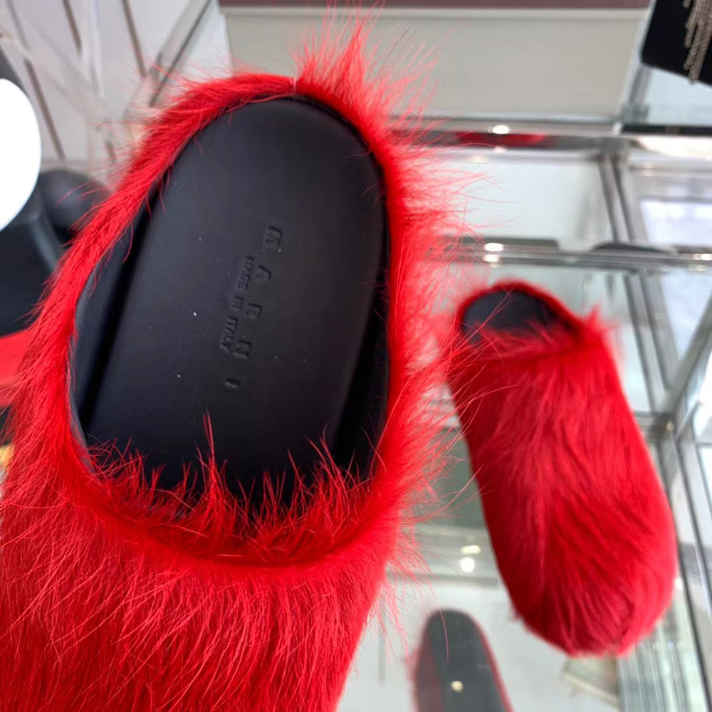 MARNI Fussbett Sabot Calf-Hair Backless Loafers