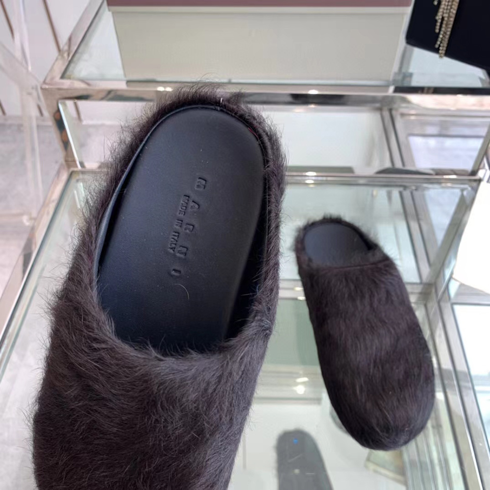 MARNI Fussbett Sabot Calf-Hair Backless Loafers