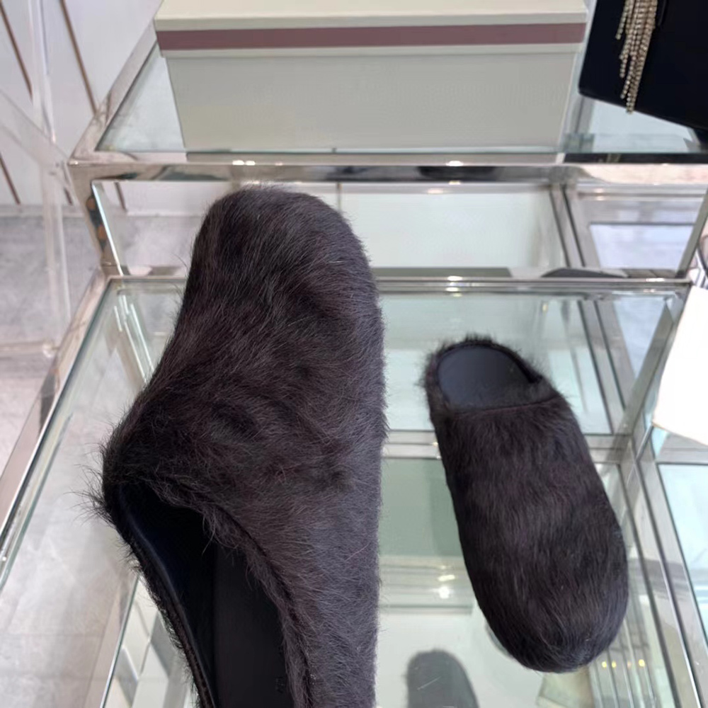 MARNI Fussbett Sabot Calf-Hair Backless Loafers