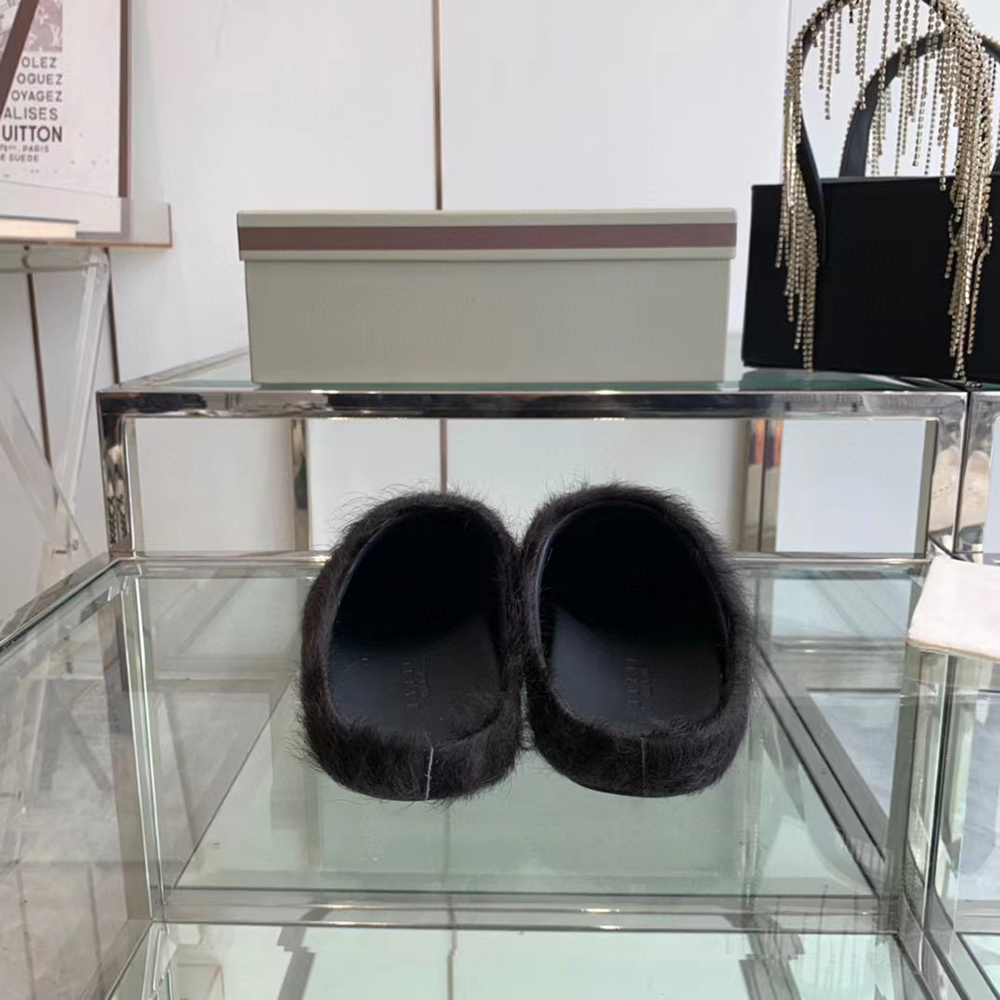 MARNI Fussbett Sabot Calf-Hair Backless Loafers