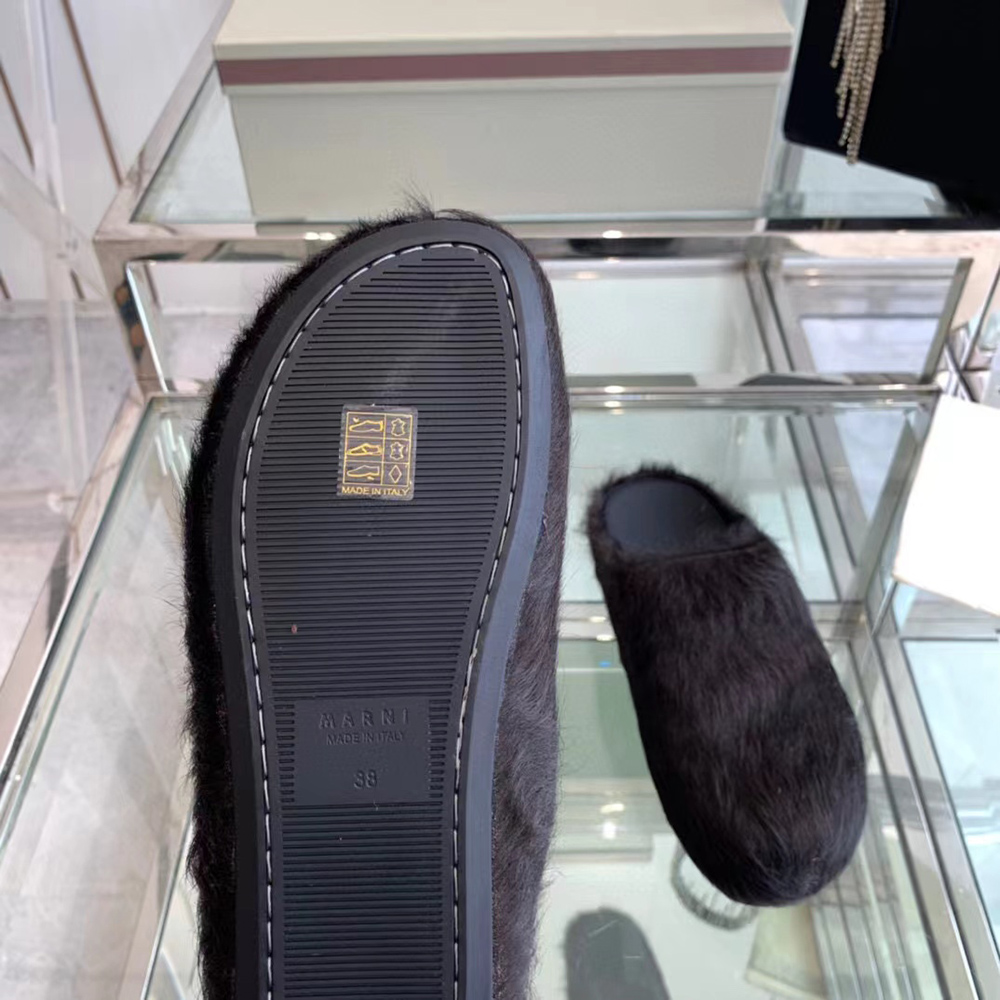 MARNI Fussbett Sabot Calf-Hair Backless Loafers