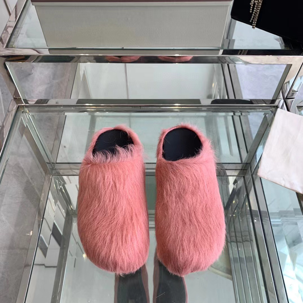 MARNI Fussbett Sabot Calf-Hair Backless Loafers