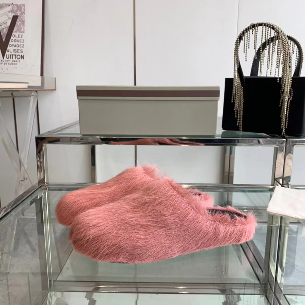 MARNI Fussbett Sabot Calf-Hair Backless Loafers