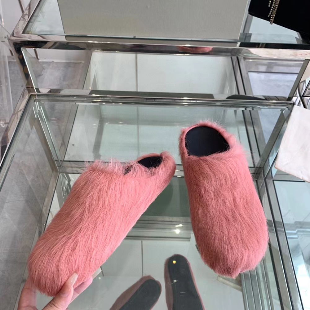 MARNI Fussbett Sabot Calf-Hair Backless Loafers