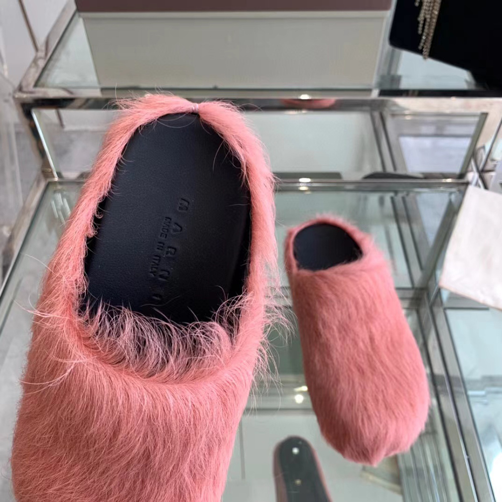 MARNI Fussbett Sabot Calf-Hair Backless Loafers