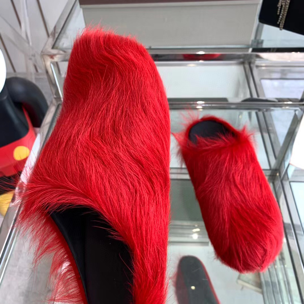 MARNI Fussbett Sabot Calf-Hair Backless Loafers