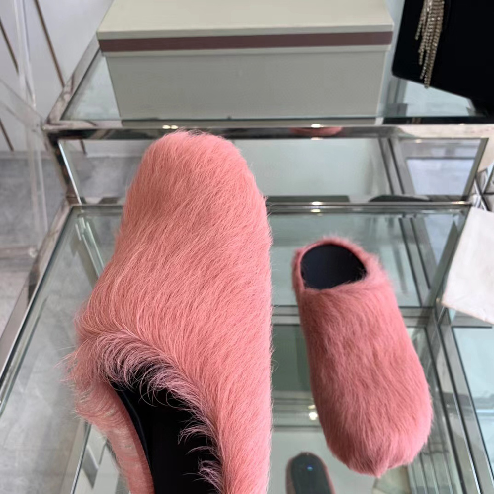 MARNI Fussbett Sabot Calf-Hair Backless Loafers