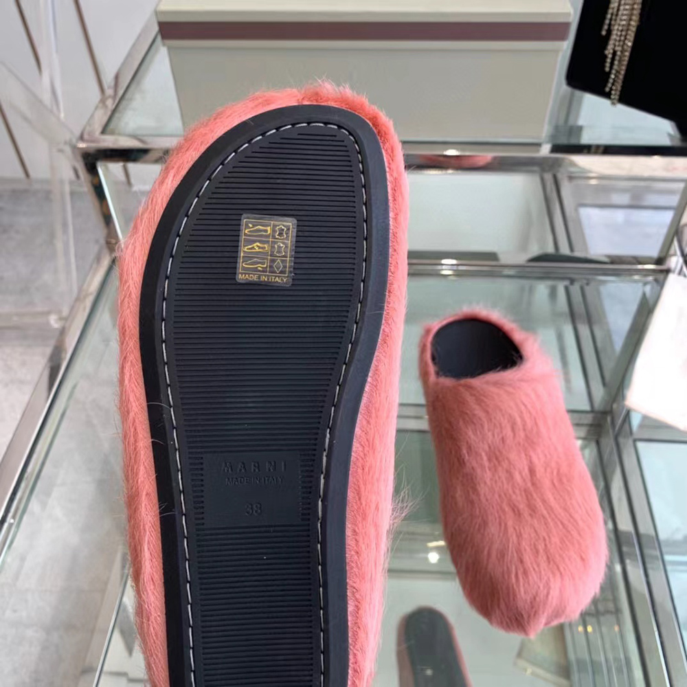 MARNI Fussbett Sabot Calf-Hair Backless Loafers