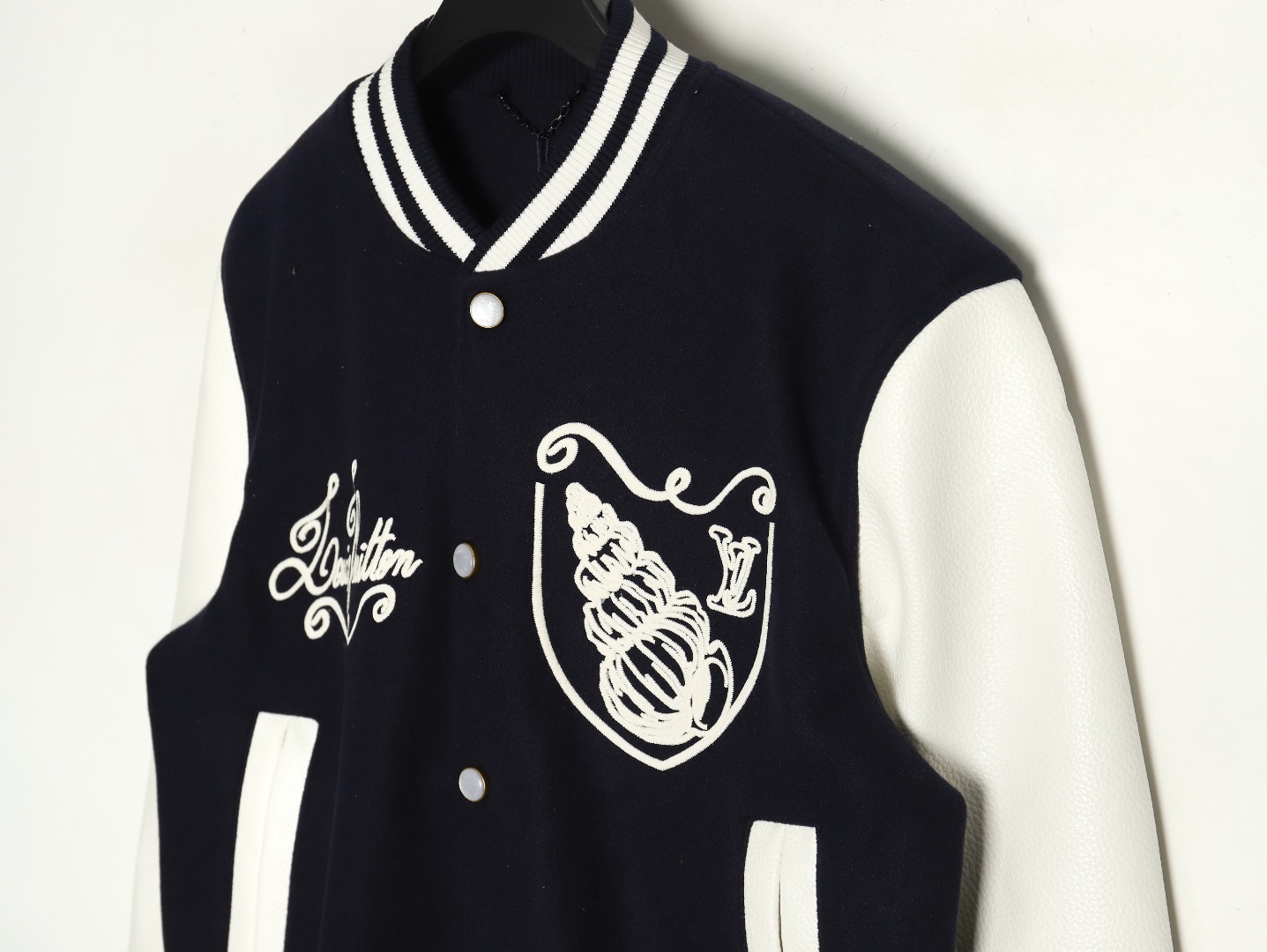 l0*is V*t0n conch embroidered logo baseball jacket