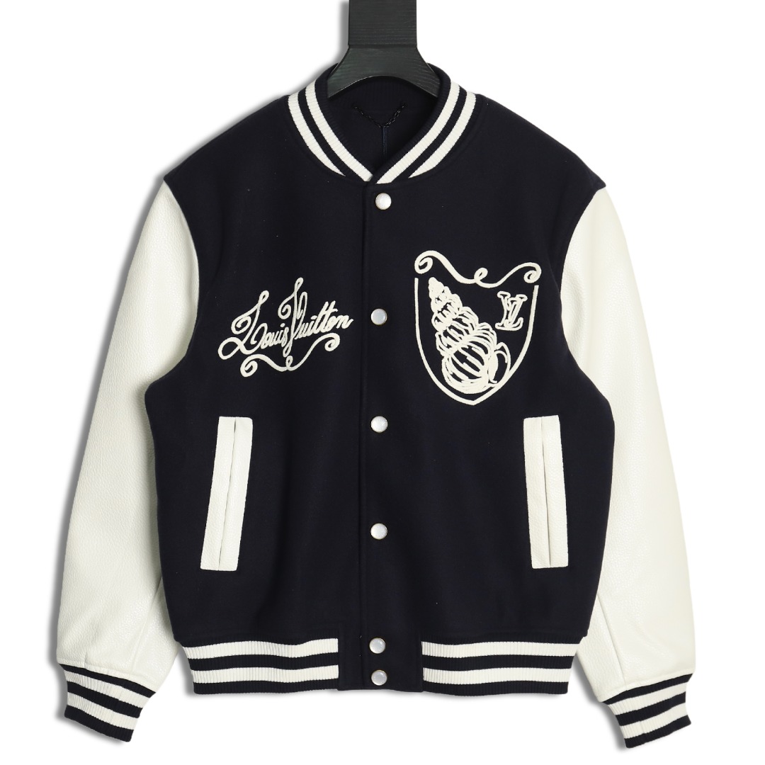 l0*is V*t0n conch embroidered logo baseball jacket