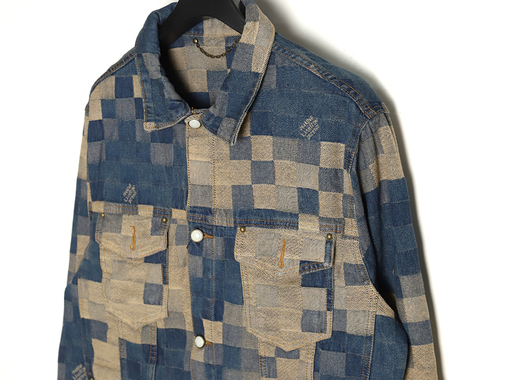 l0*is V*t0n pixel checkerboard denim jacket 46-52