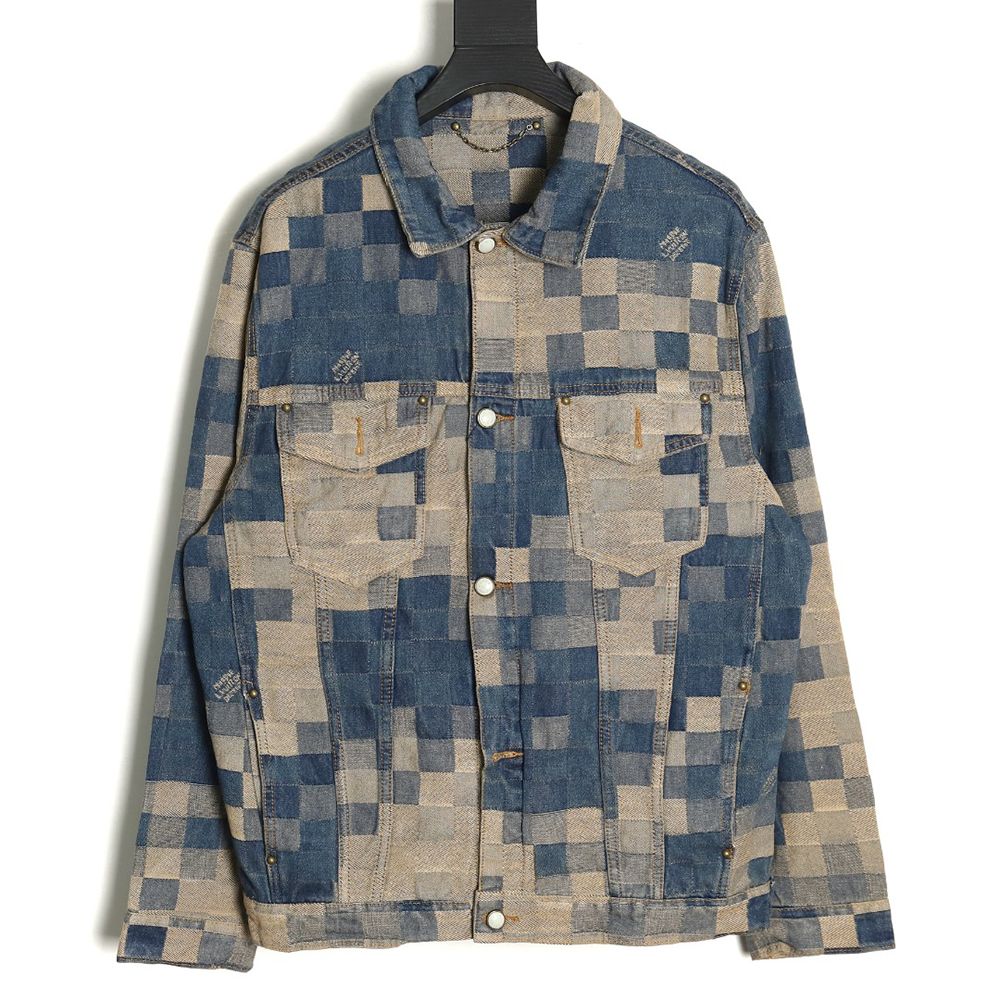 l0*is V*t0n pixel checkerboard denim jacket 46-52