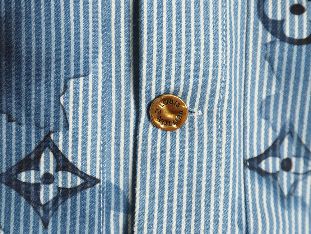 l0*is V*t0n blue ink monogram denim shirt jacket s-xl
