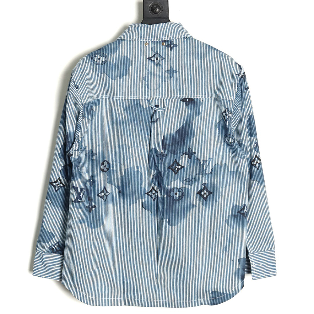 l0*is V*t0n blue ink monogram denim shirt jacket s-xl