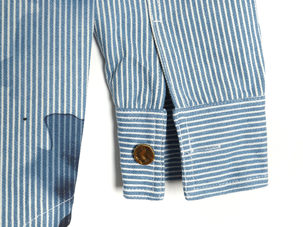 l0*is V*t0n blue ink monogram denim shirt jacket s-xl