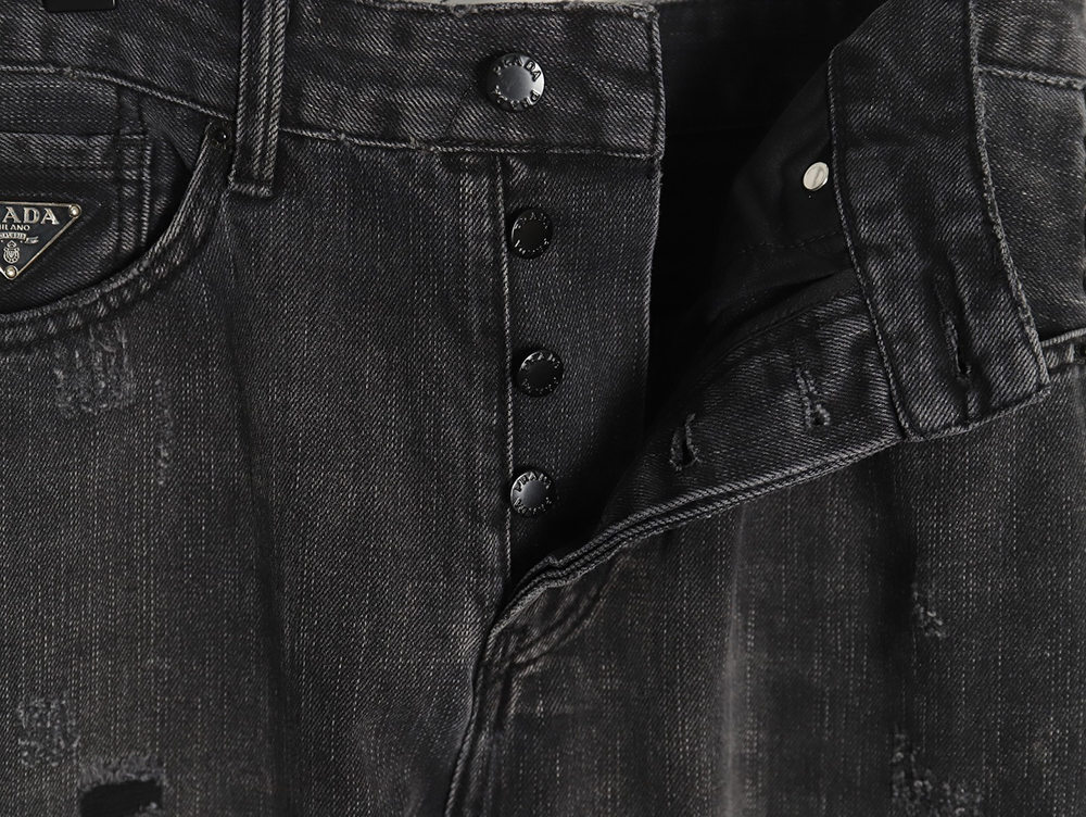 Pra*a washed jeans with triangle and logo embroidery s-xxl