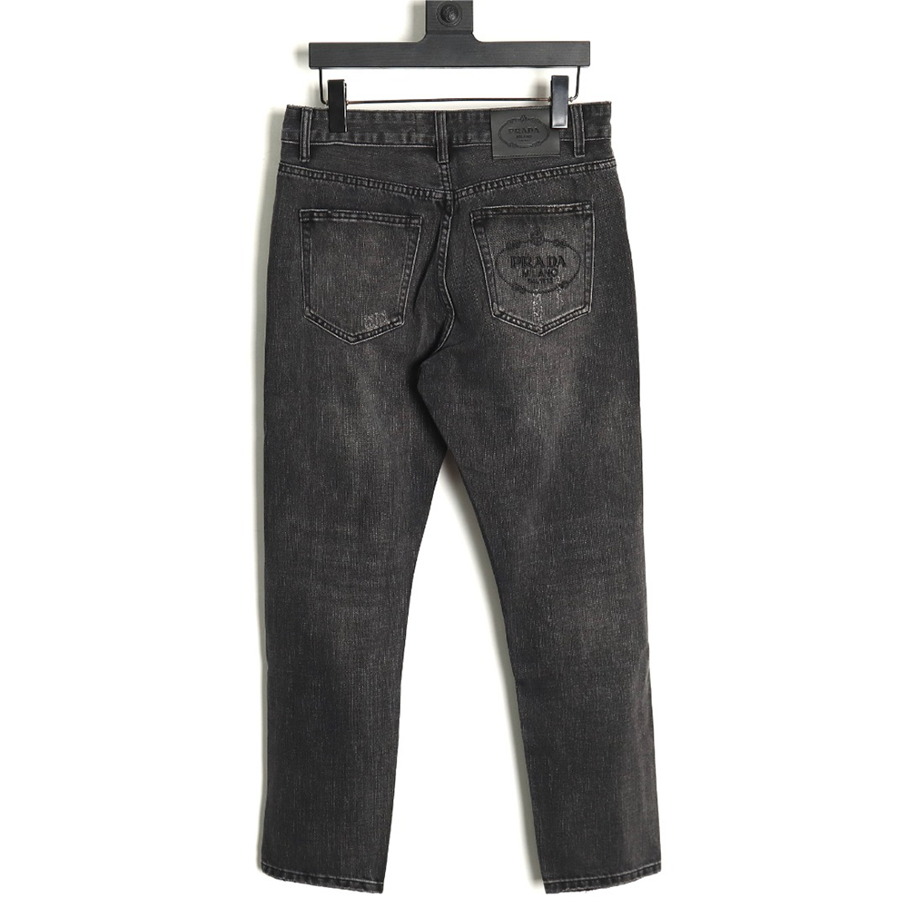 Pra*a washed jeans with triangle and logo embroidery s-xxl