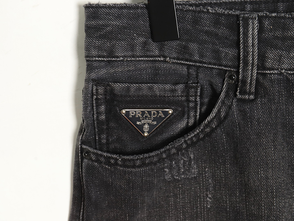 Pra*a washed jeans with triangle and logo embroidery s-xxl