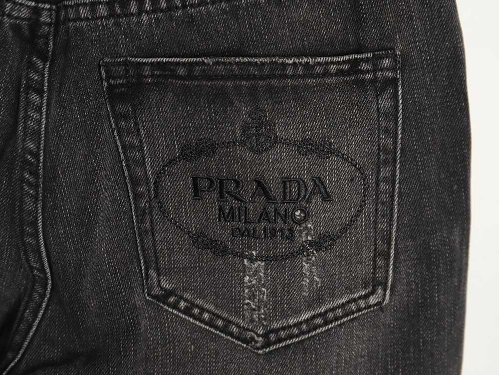 Pra*a washed jeans with triangle and logo embroidery s-xxl