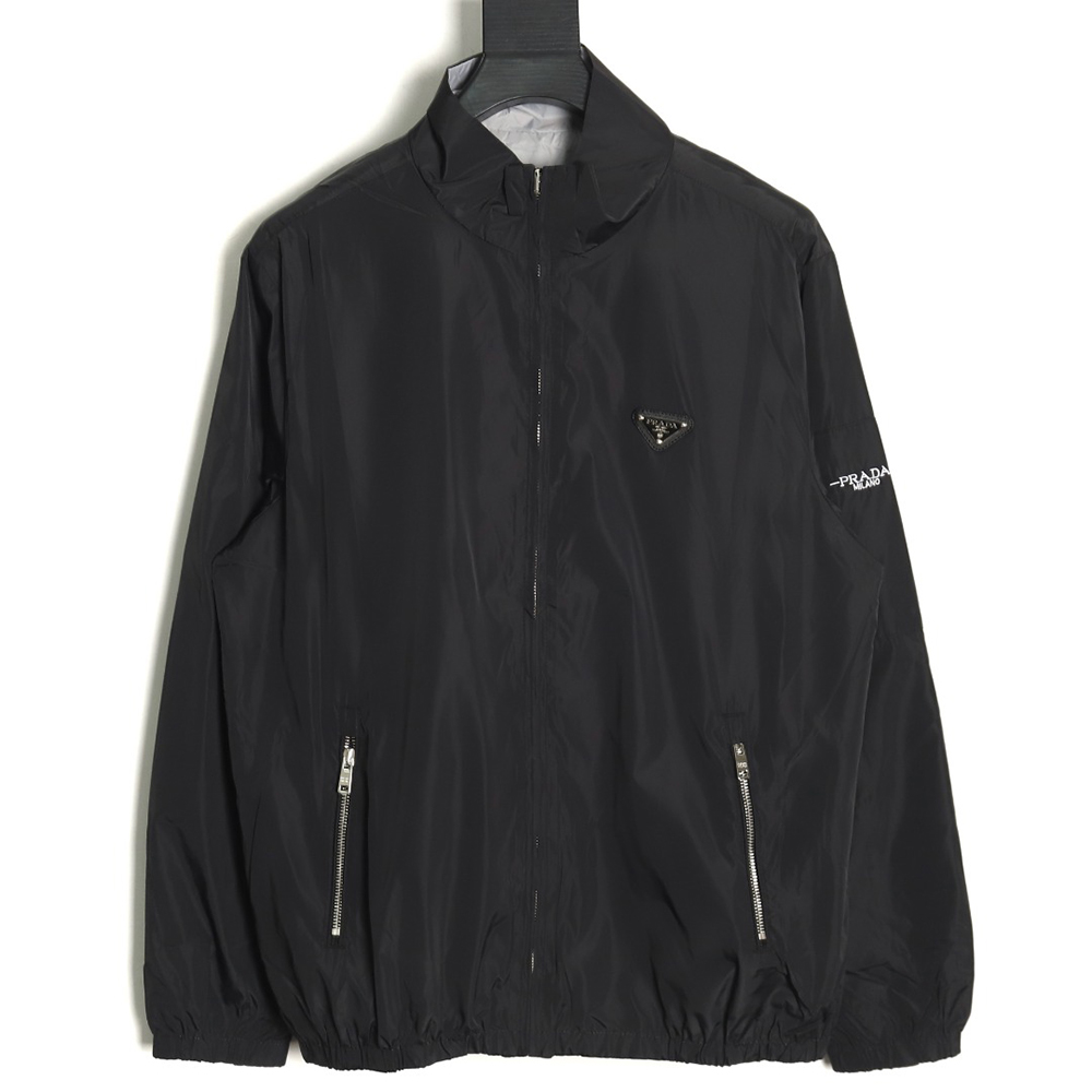 Pra*a triangle logo reversible zip-up jacket s-xl