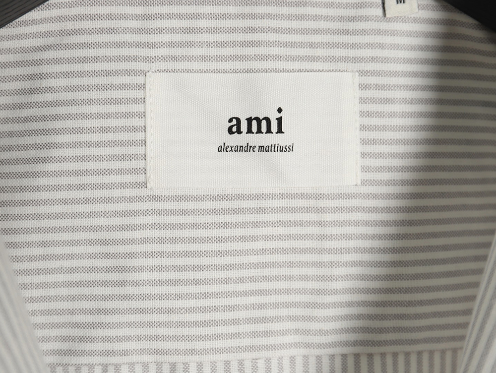 Ami small heart embroidered striped long-sleeved shirt TSK1