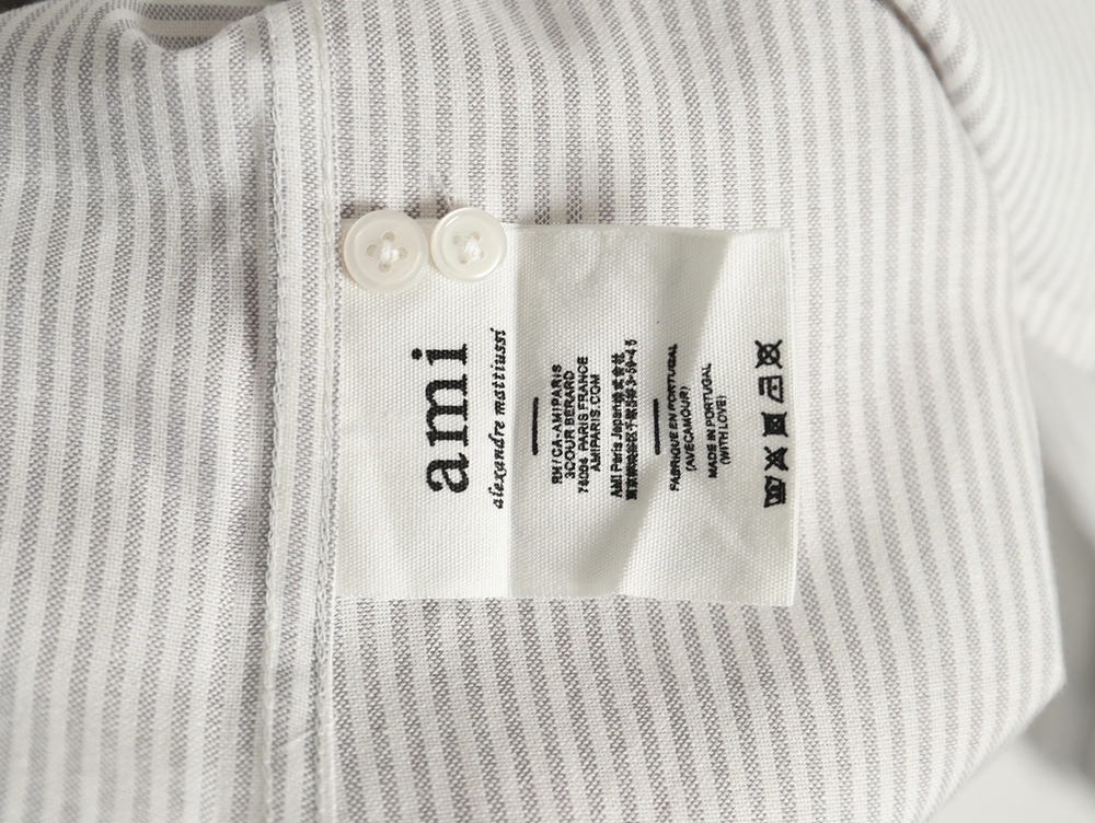 Ami small heart embroidered striped long-sleeved shirt TSK1