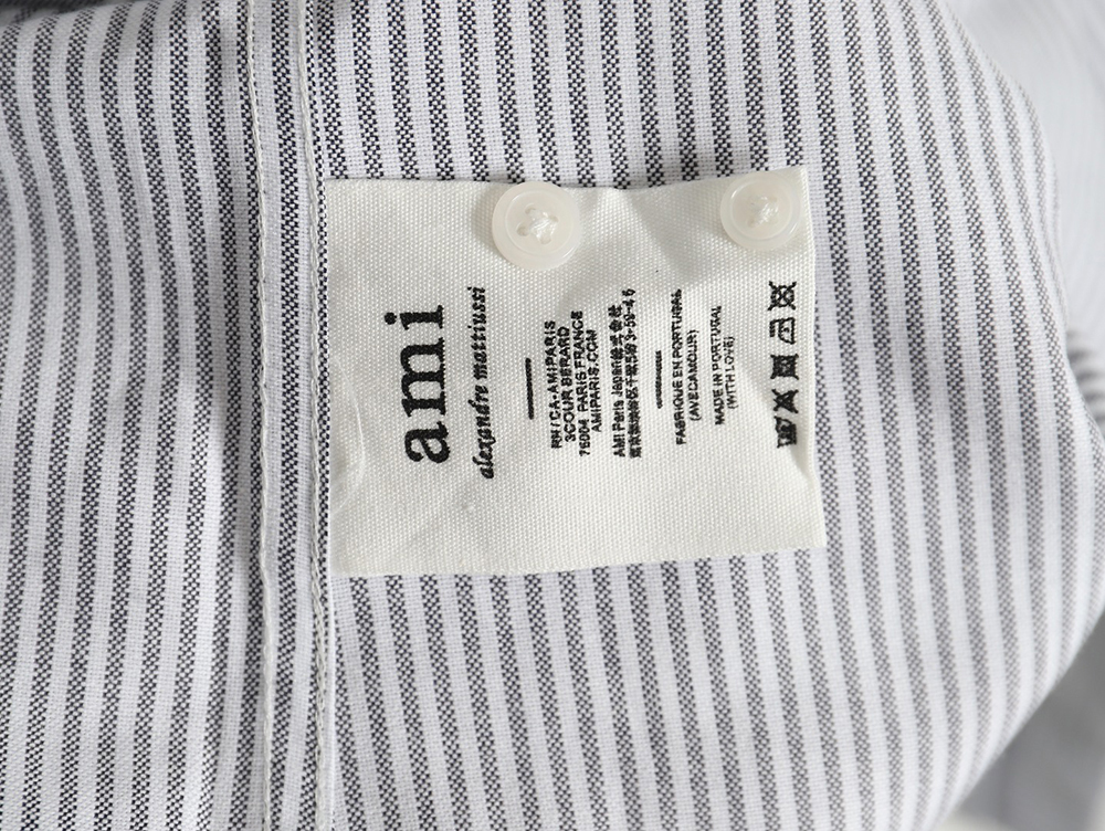 Ami small heart embroidered striped long-sleeved shirt TSK2